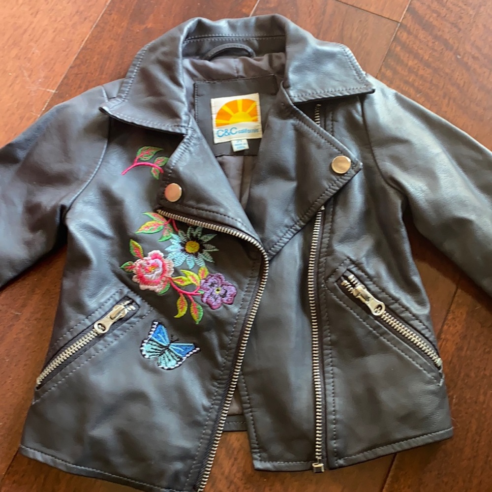 C&C California faux gray leather jacket